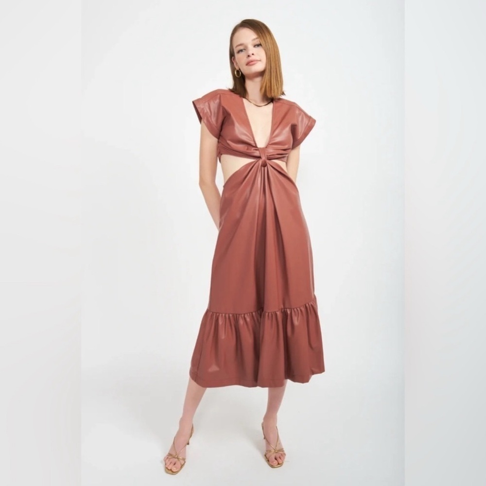 En Saison Lana cutout vegan leather dress, size small
